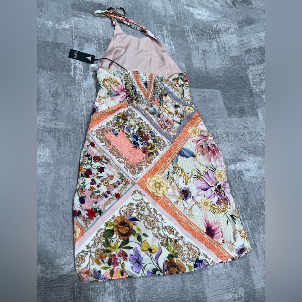 Guess Floral Print Halter Mini Dress in Pink Multi Betty Halter Dress Size L - Picture 8 of 8